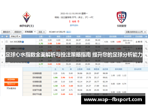 足球心水指数全面解析与投注策略指南 提升您的足球分析能力